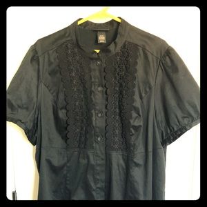 Lane Bryant Lace Cotton Button Up Top